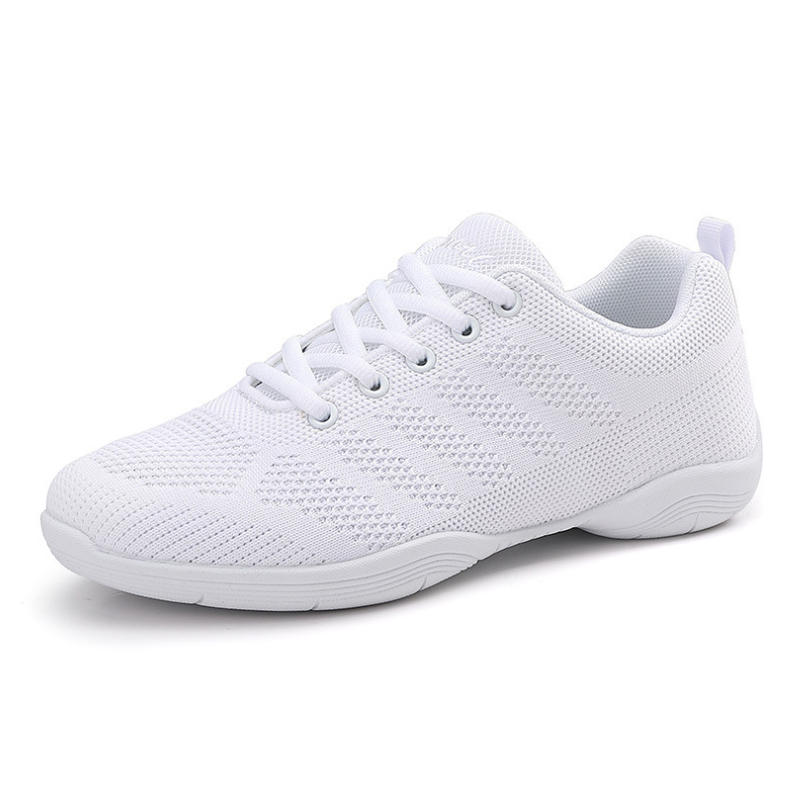 Women's White Mesh Jazz Shoes Lace-up Dance Sneakers