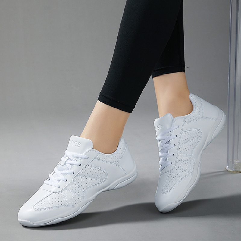 Women's White Jazz Shoes Lace-up Dance Sneakers