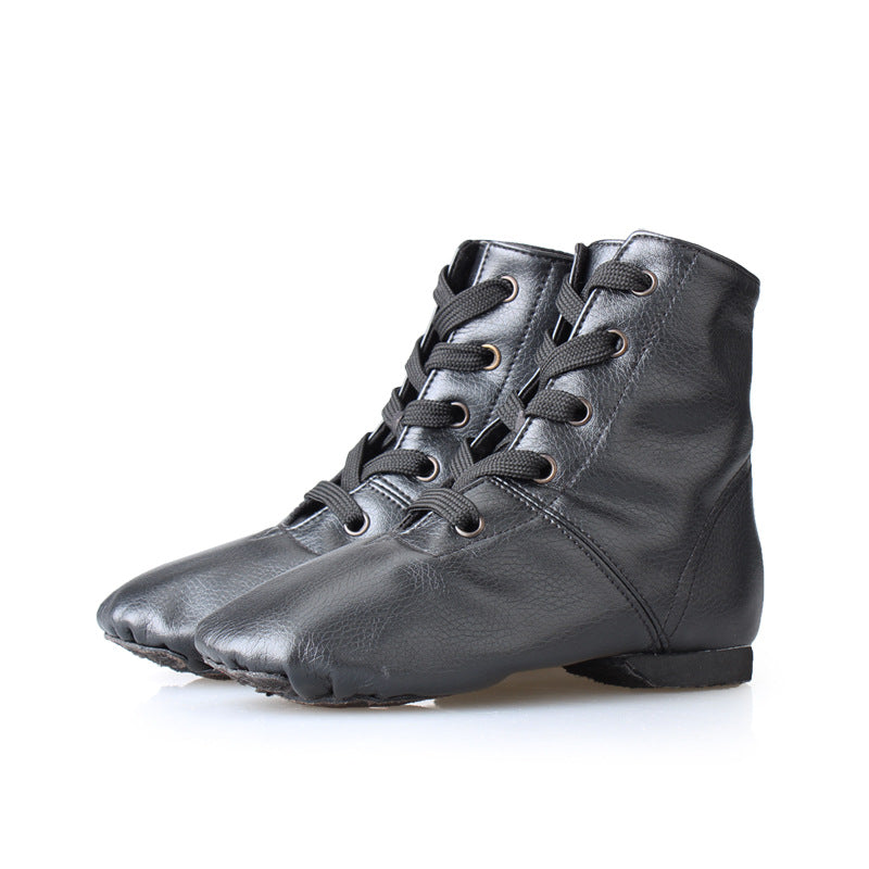 Black PU leather high-top Jazz shoes/Ballet Slipper
