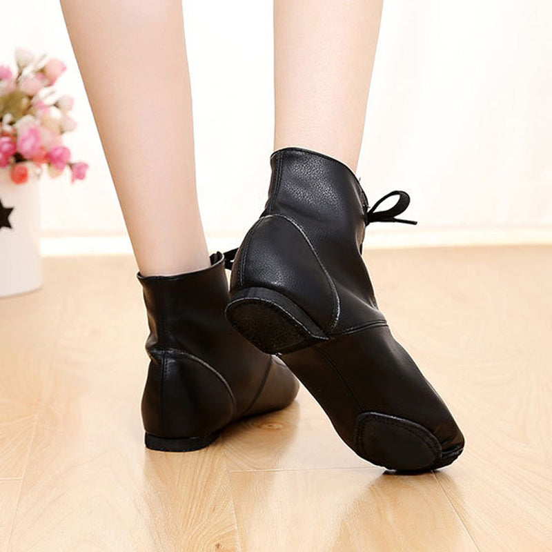Black PU leather high-top Jazz shoes/Ballet Slipper