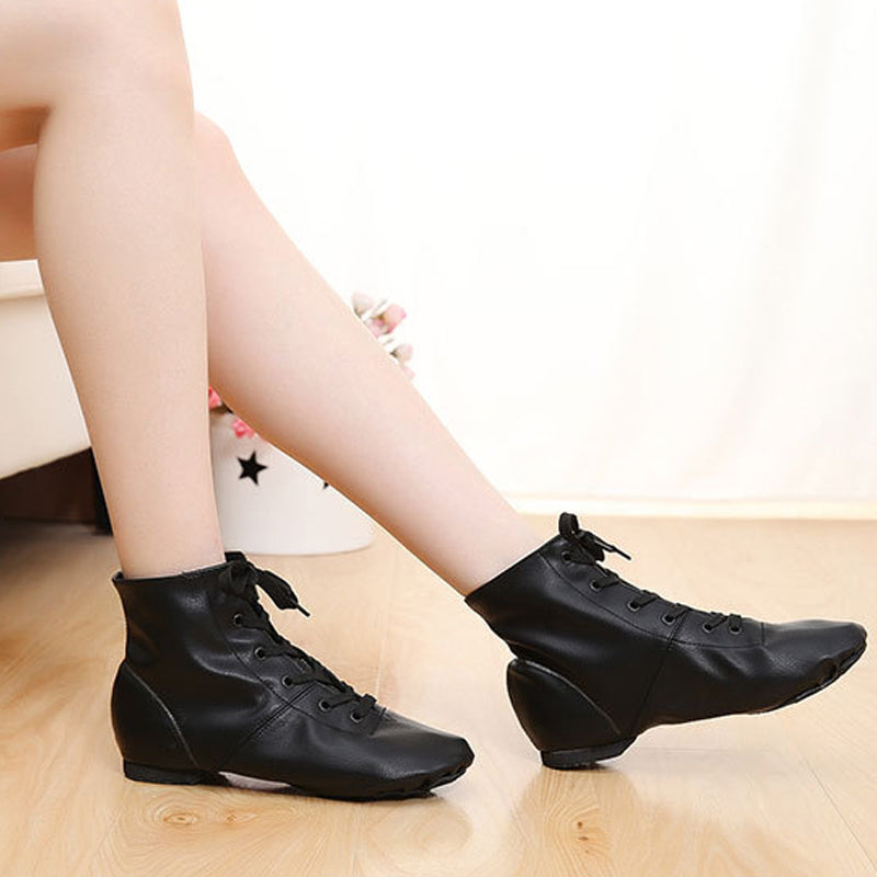 Black PU leather high-top Jazz shoes/Ballet Slipper