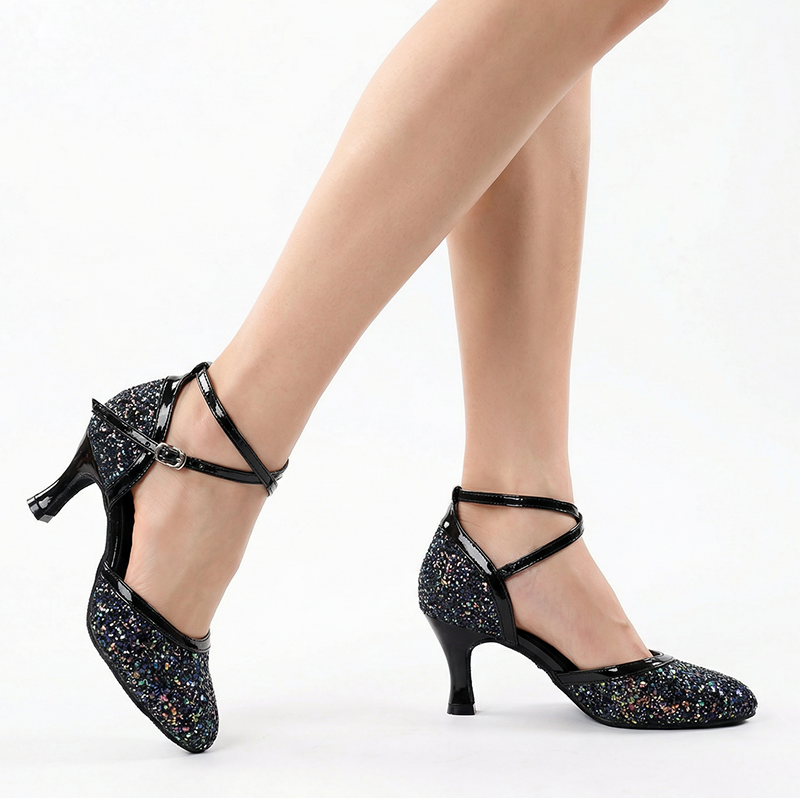 HW Women's  Sparkling Glitter Customized Heels Ballroom Dance Shoes Modern Shoes