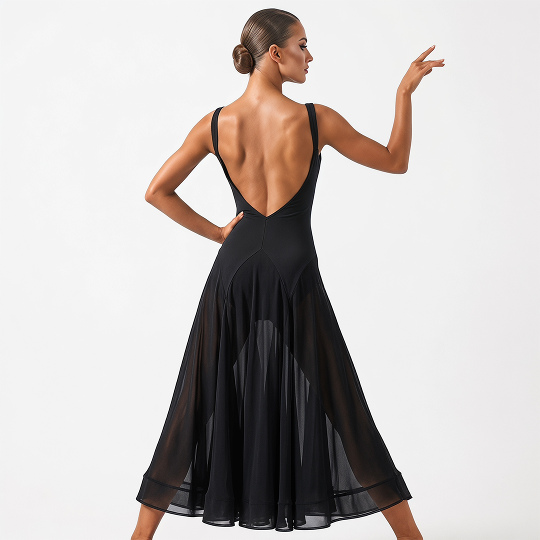 Customisable-Women's V-Neck Modern Dance Performance Dress Ballroom Dance Dress