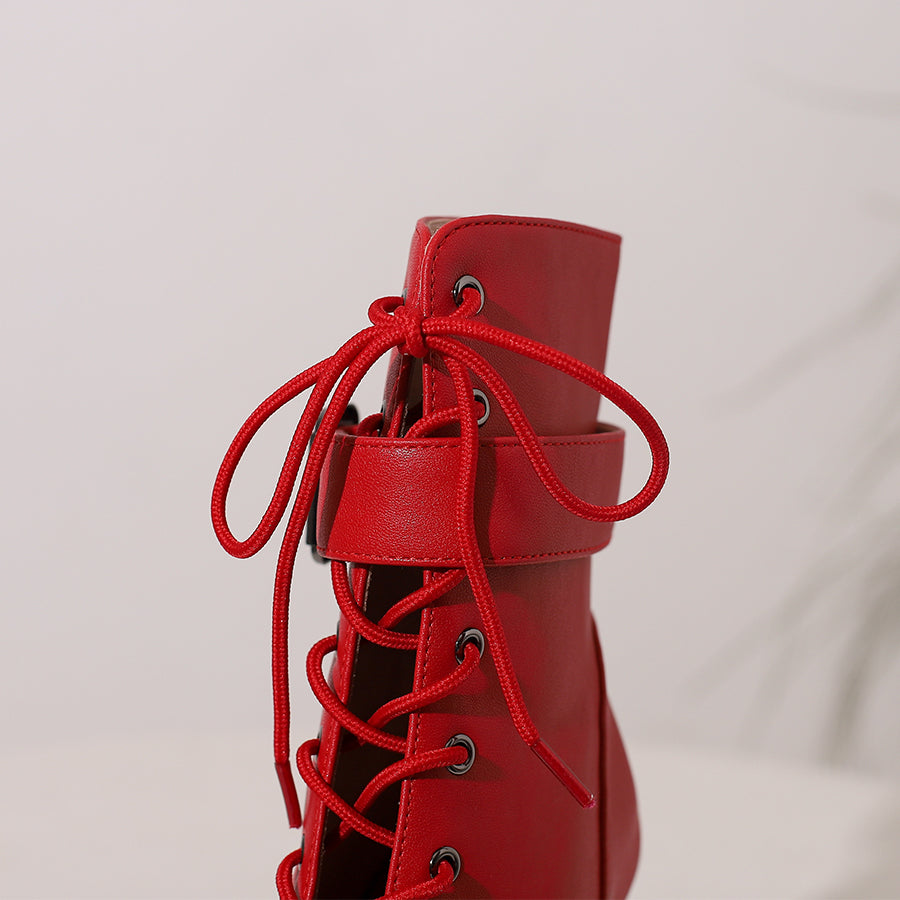 Women's 10cm Heel Rubber Sole Leatherette Jazz Shoes Open Toe Dance Heels Boots