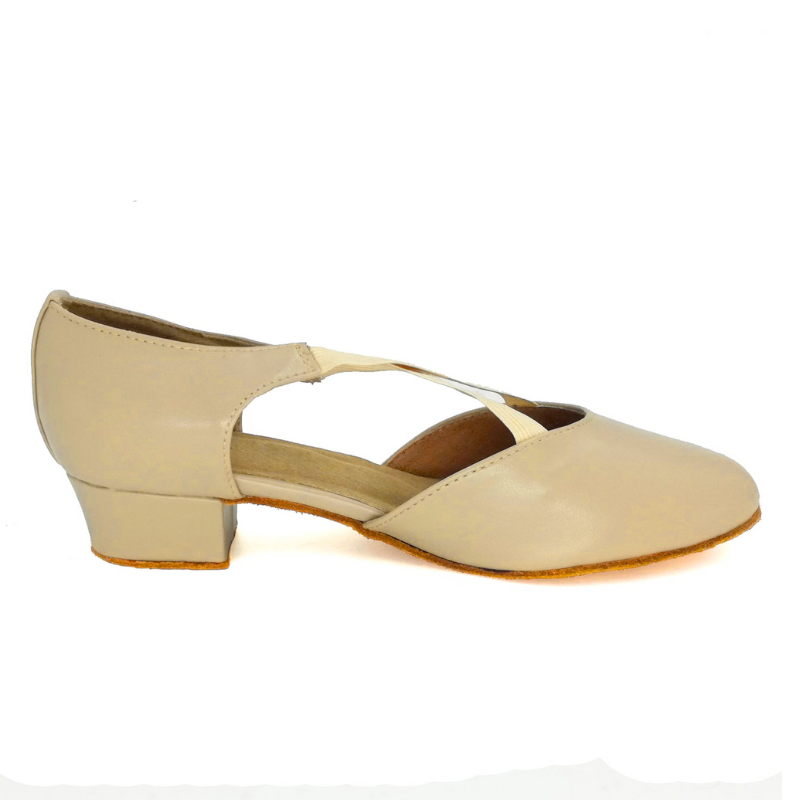 Women's Beige Leatherette 3.5cm Heels Ballroom Swing Dance Shoes