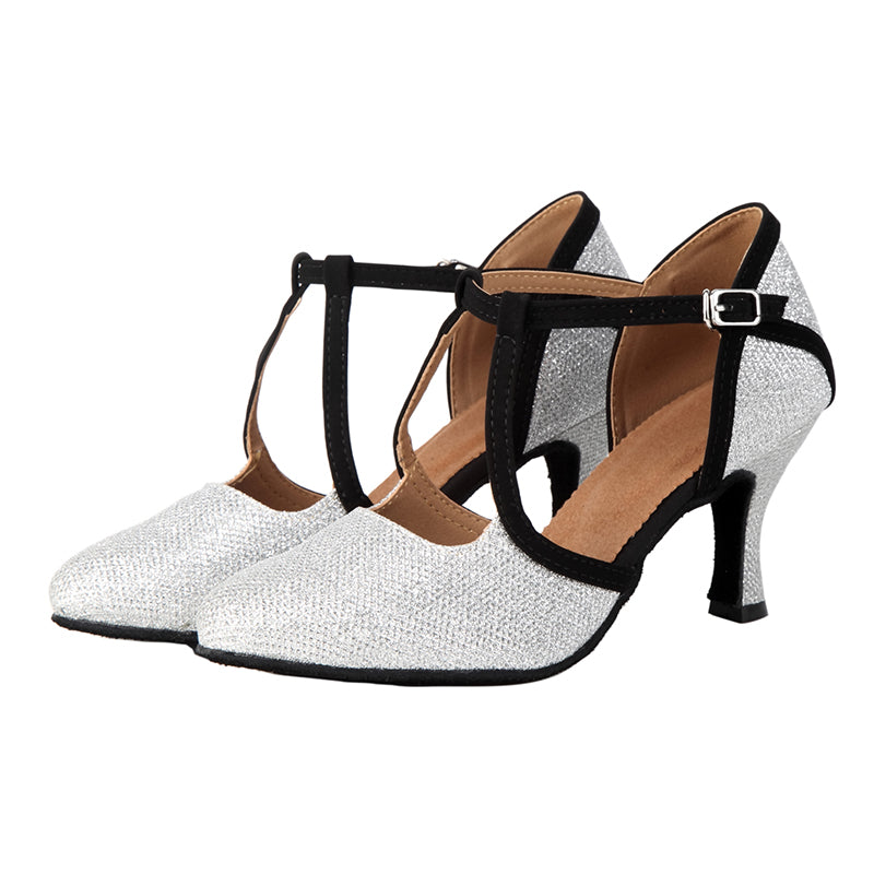 Women's Sparkling Glitter Customized Heels Ballroom Dance Shoes Modern Shoes