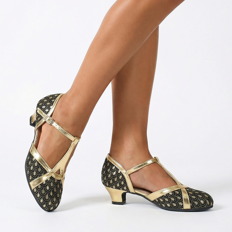 Women's T-strap Satin Customized Heel Modern Dance Shoes Ballroom Dance Shoes