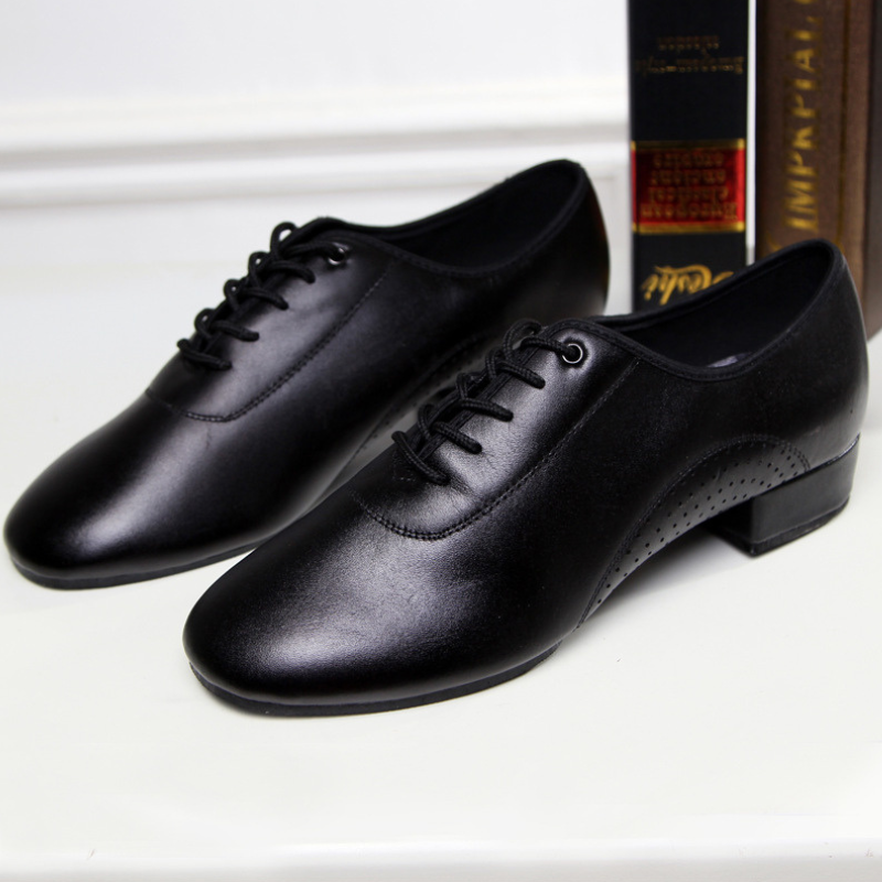 Men's 2.5cm Black Leatherette Heels Ballroom Dance Shoes