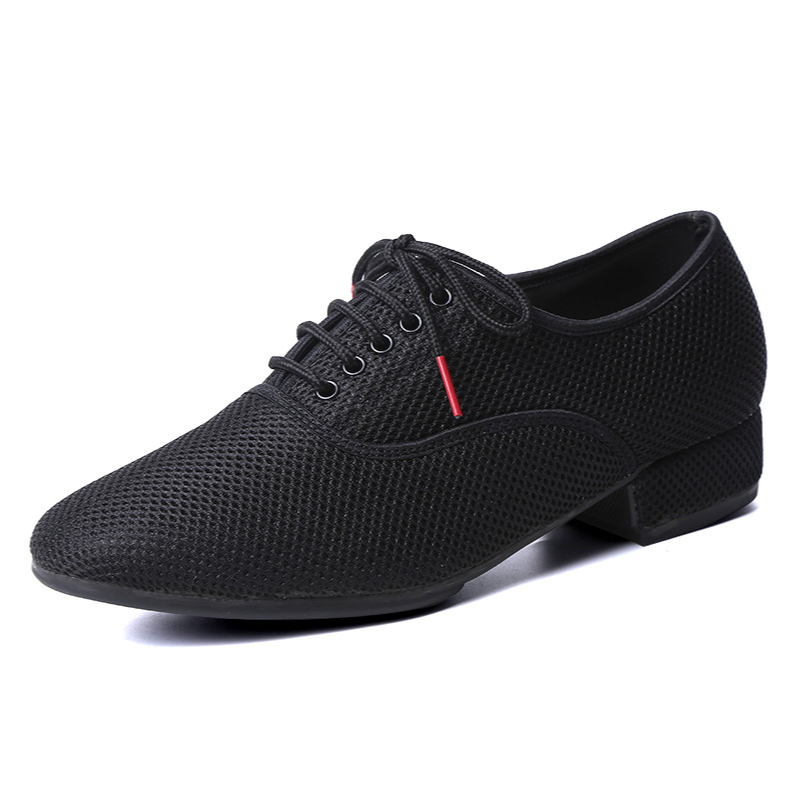 Men's Black Mesh 2.5cm Heels Ballroom Dance Shoes