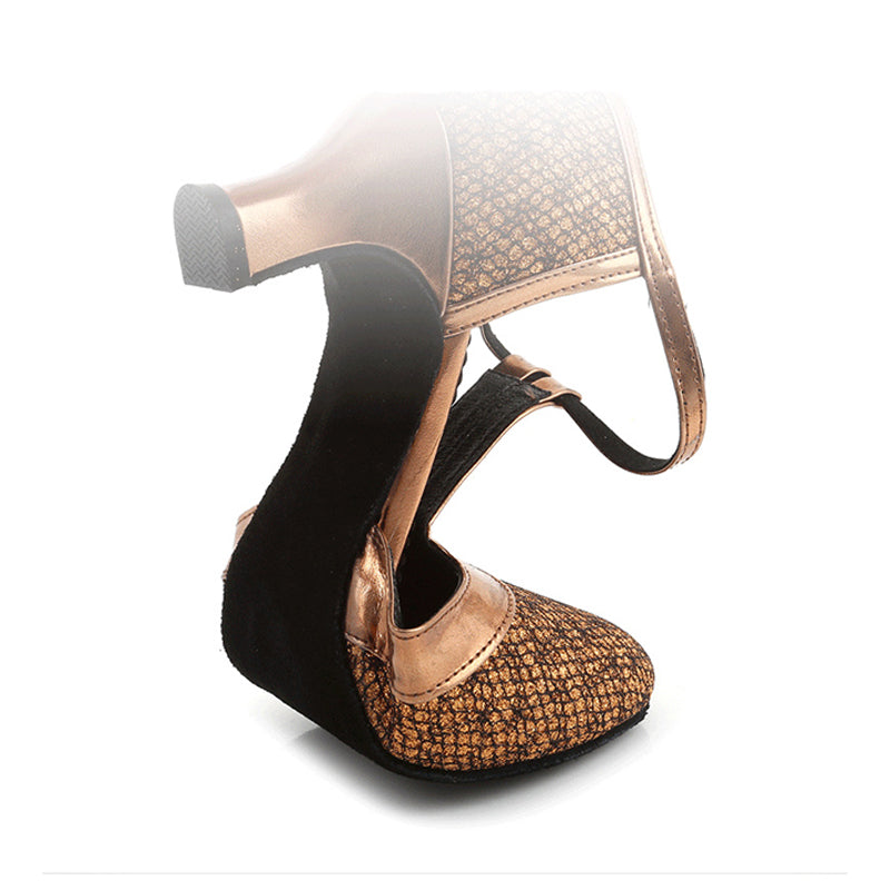 Women's Leatherette Heels T-Strap Ballroom Shoes Swing Dance Shoes