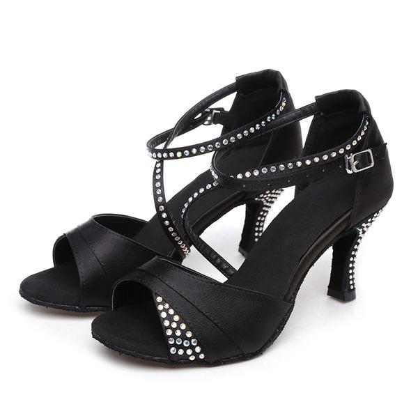 Women's Satin Customized Heel Latin Shoes Ballroom Dance Shoes