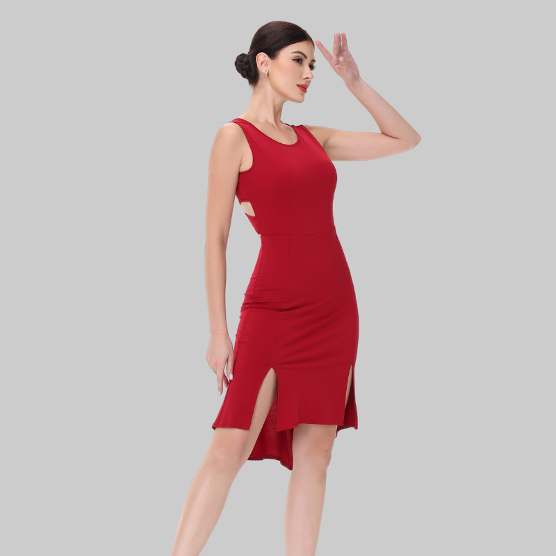 Customisable-Women's Sleeveless Red  Dance Dress for Milonga & Parties Tango Dress