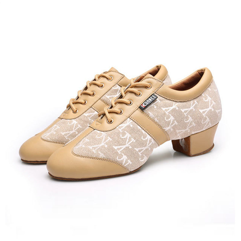 KCDANCE Women's Leatherette 3.5cm Heel With Lace-up Teaching & Practice Dance Shoes