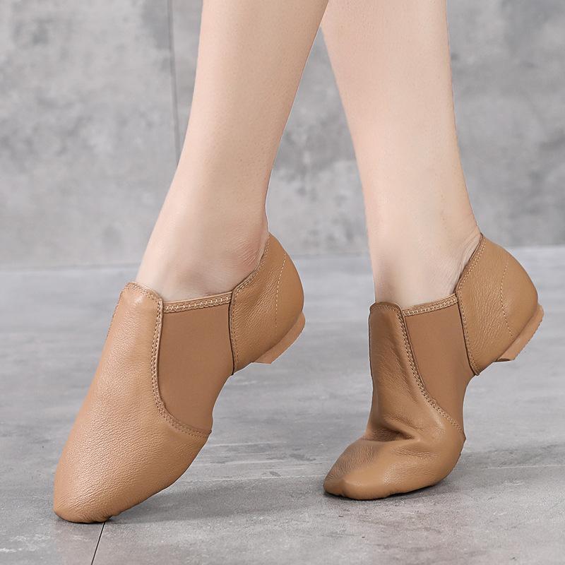 Real Leather Camel 0.5 cm Heels Teaching & Practice Shoes Jazz Dance Shoes