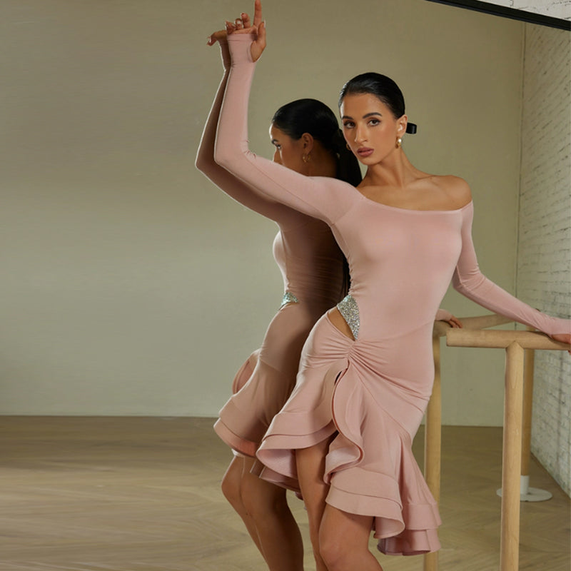 Z Women's One-Shoulder Long Sleeve Dance Dress DanceWear