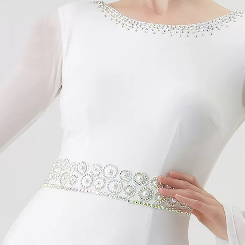 YUN Customisable-Women's Long Sleeve Diamonds Dress For Ballroom Dancing standard/Smooth Dress