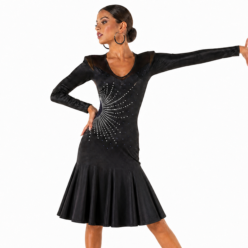 Customisable-Women's Nylons Latin Dance Dress Rumba Dance Practice Dresses Performance Dresses