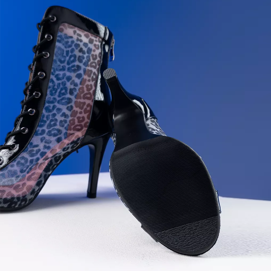 Women's Leopard 7.5cm/10cm Heel Leatherette Rubber Heels Dance Boots Jazz Street Sole Dance Shoes