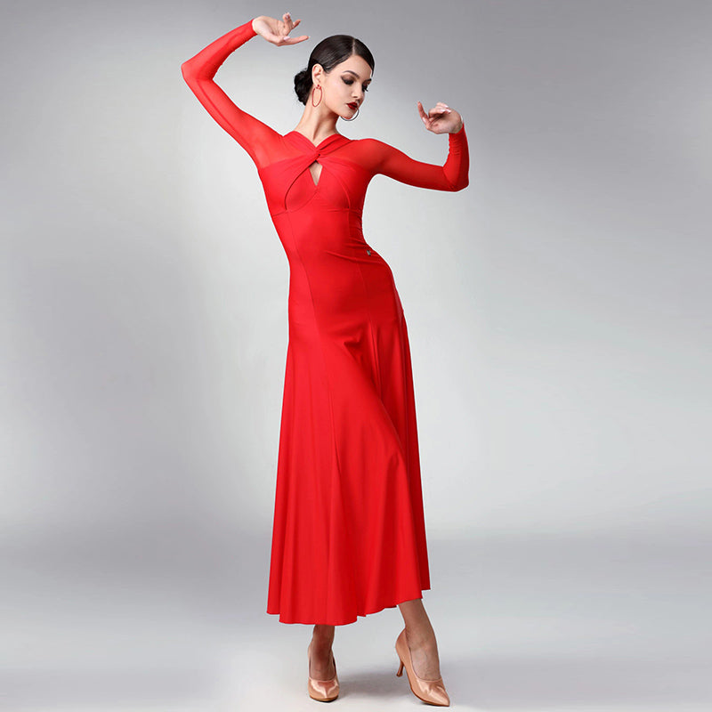 TID Customisable Women's Long Sleeve Dance Dresses Performance Competition Dancewear