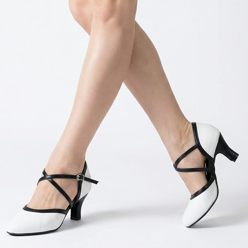 Women's White Real Leather Customized Heel White Ballroom Dance Shoes Wedding Dance Shoes