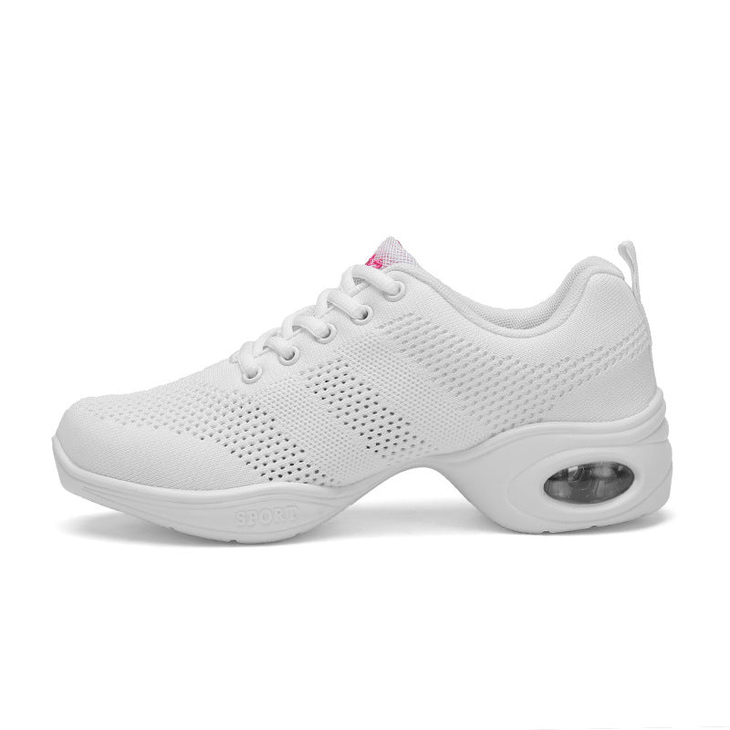 Women's Mesh Lace-up 4cm Heel Dance Sneakers Practice Dance Shoes Jazz Dance