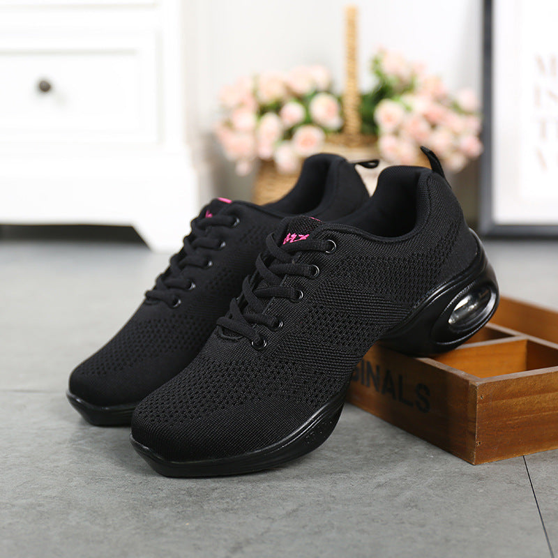 Women's Mesh Lace-up 4cm Heel Dance Sneakers Practice Dance Shoes Jazz Dance