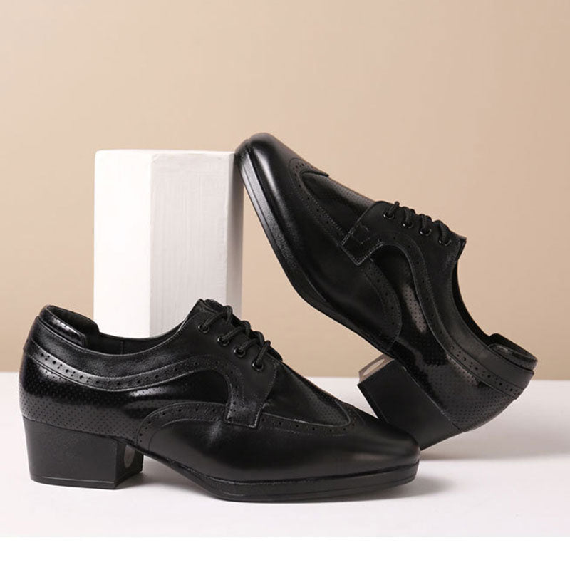 KCDANCE Men's 4.5cm Leatherette Heels Ballroom Dance Shoes