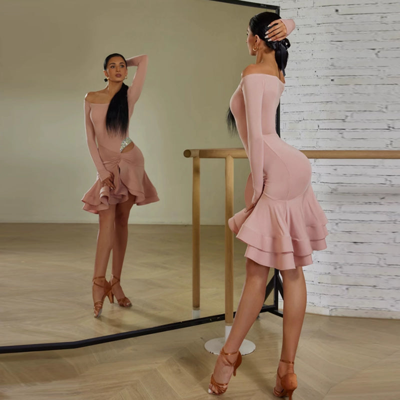 Z Women's One-Shoulder Long Sleeve Dance Dress DanceWear