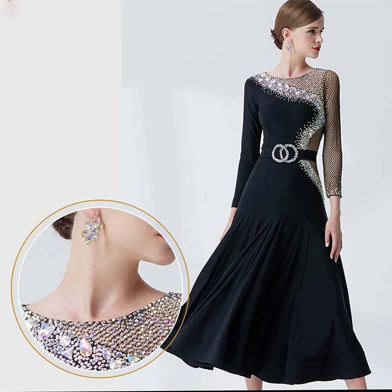 YUN Customisable-Women's Diamonds Ballroom Dancewear Modern Cotillion Waltz Dance Dress