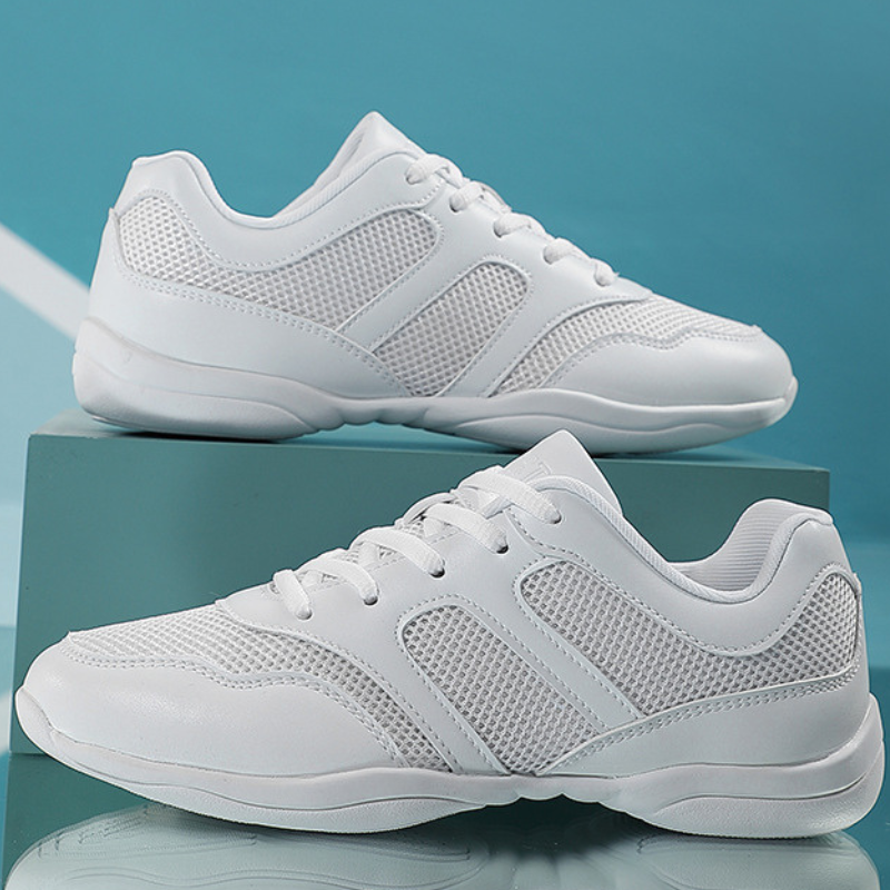 Women's White Jazz Shoes Lace-up Dance Sneakers
