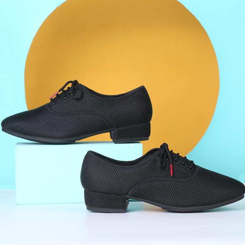 Men's Black Mesh 2.5cm Heels Ballroom Dance Shoes