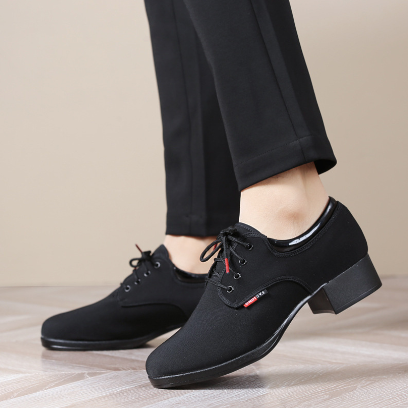Men's 3.5cm Black Heels Ballroom Dance Shoes