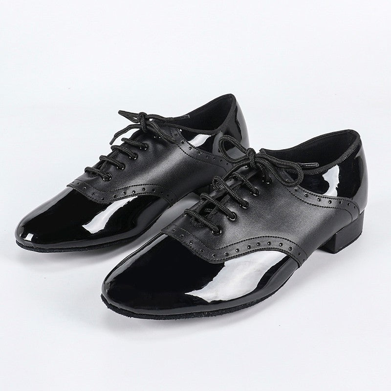 Men's 2cm Black Leatherette Heels Ballroom Dance Shoes