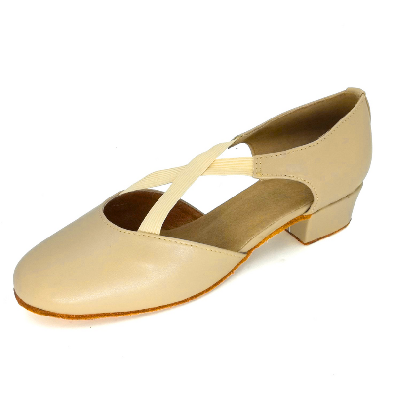 Women's Beige Leatherette 3.5cm Heels Ballroom Swing Dance Shoes