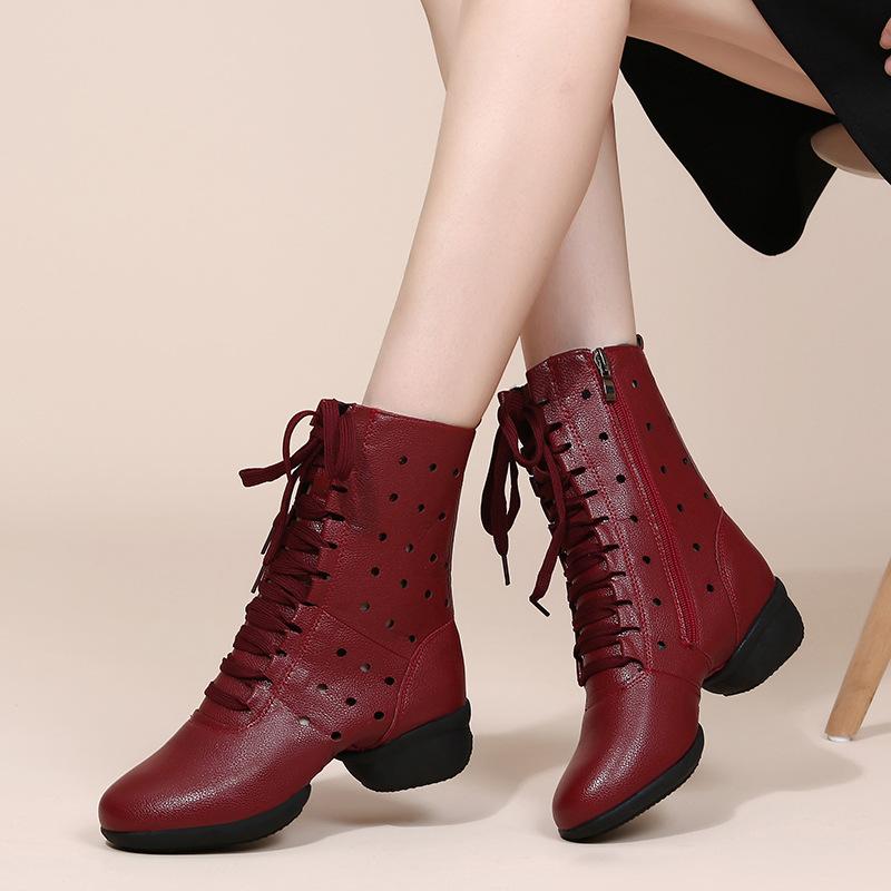 Women's Leatherette 4cm Heels Jazz With Lace-up Dance Shoes/Dance Boots