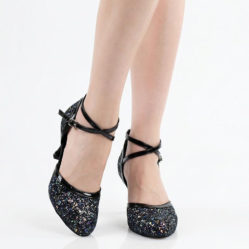HW Women's  Sparkling Glitter Customized Heels Ballroom Dance Shoes Modern Shoes