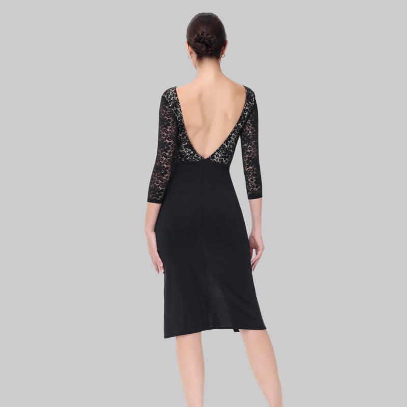 Customisable-Women's Black Dance Dress for Milonga & Parties Tango Dress