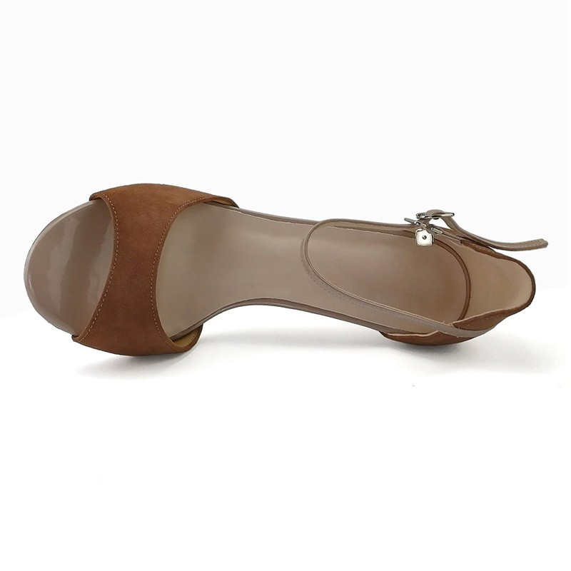 SHJ Women's Brown Real Leather 7cm/9cm Heels Dance Tango Shoes