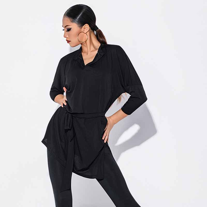 HC Women's Black Long Sleeve Dance Tops Dance Wear Training Performance Tops