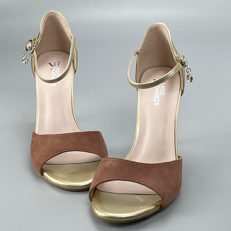SHJ Women's Brown Real Leather 7cm/9cm Heels Dance Tango Shoes