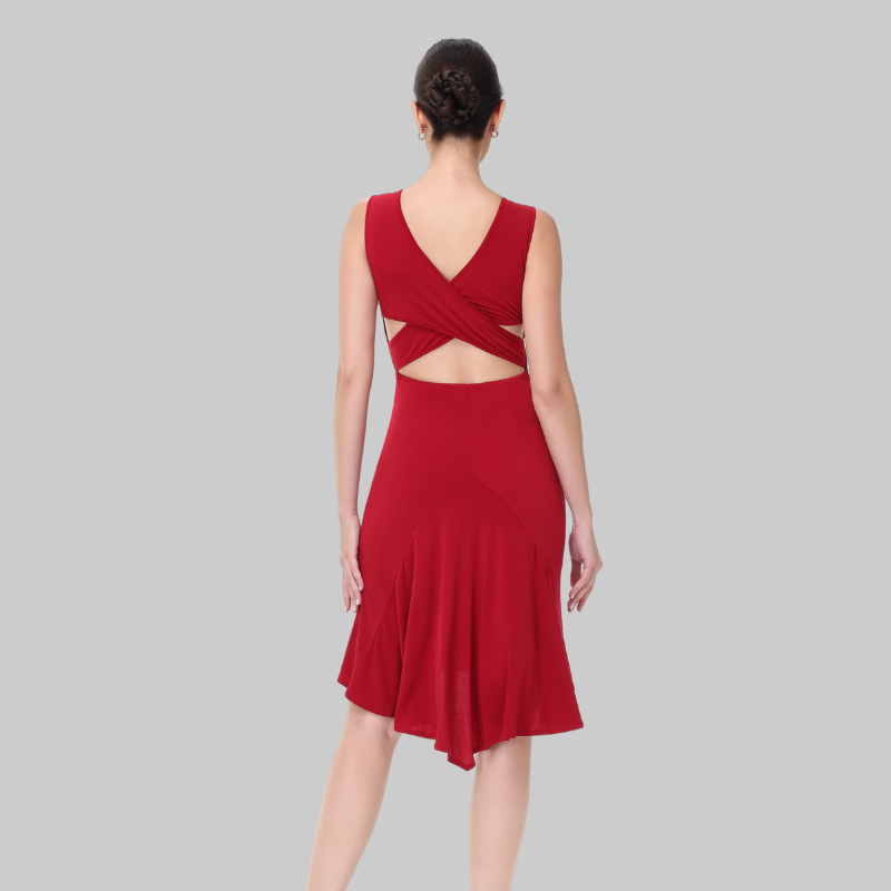 Customisable-Women's Sleeveless Red  Dance Dress for Milonga & Parties Tango Dress