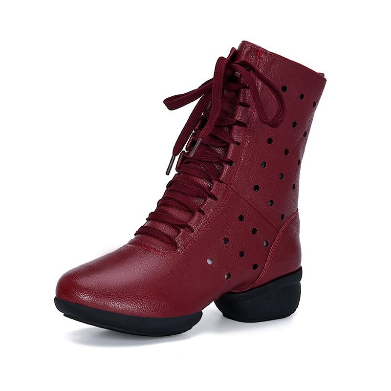 Women's Leatherette 4cm Heels Jazz With Lace-up Dance Shoes/Dance Boots