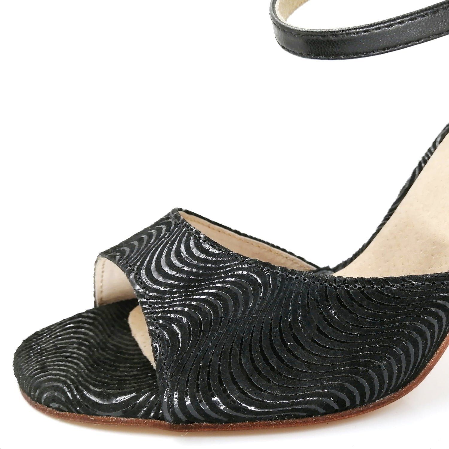 SHJ Women's Black Real Leather 7.5cm/9.5cm Heels Dance Shoes Tango Shoes