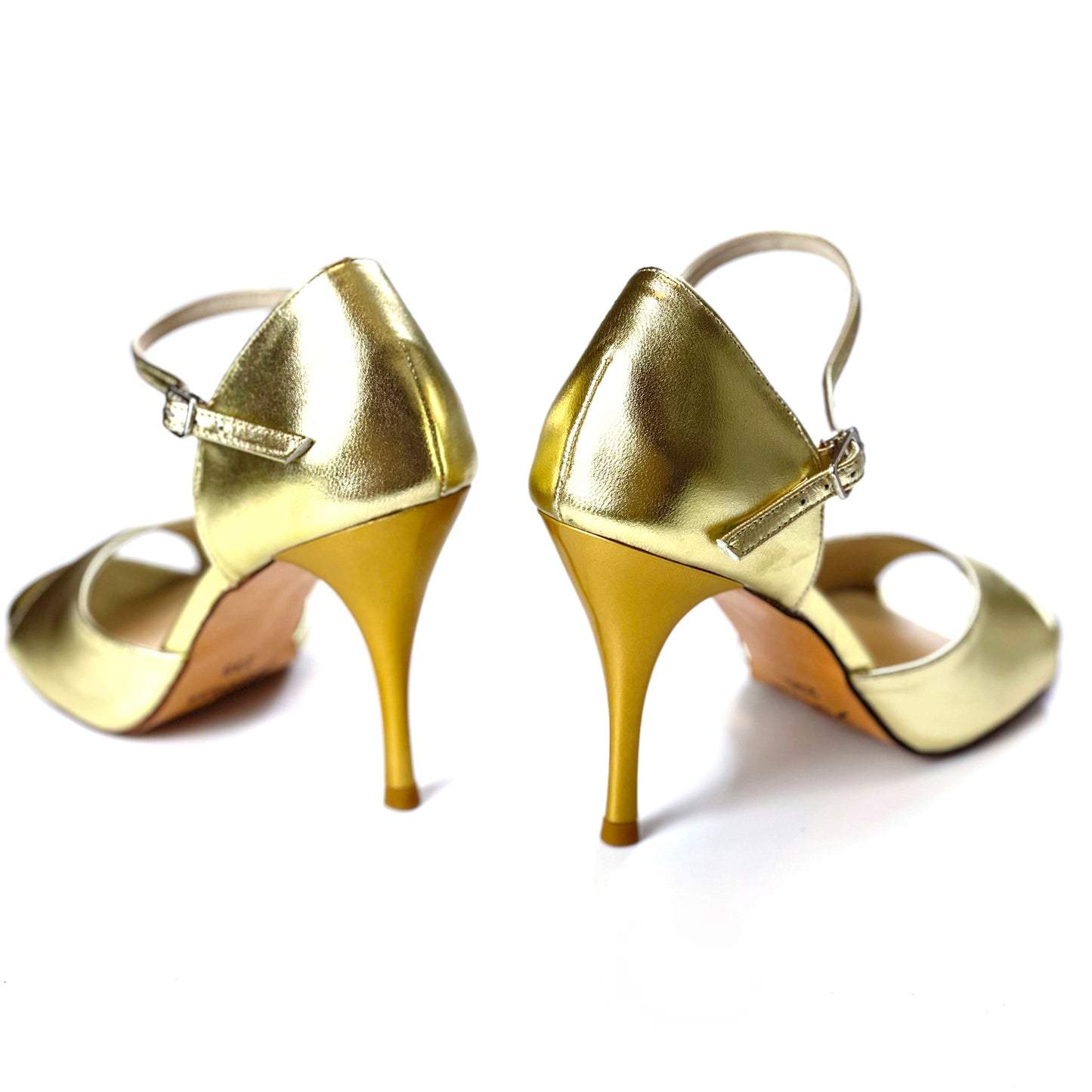 SHJ Women's Gold Real Leather 7cm/9cm Heels Dance Tango Shoes
