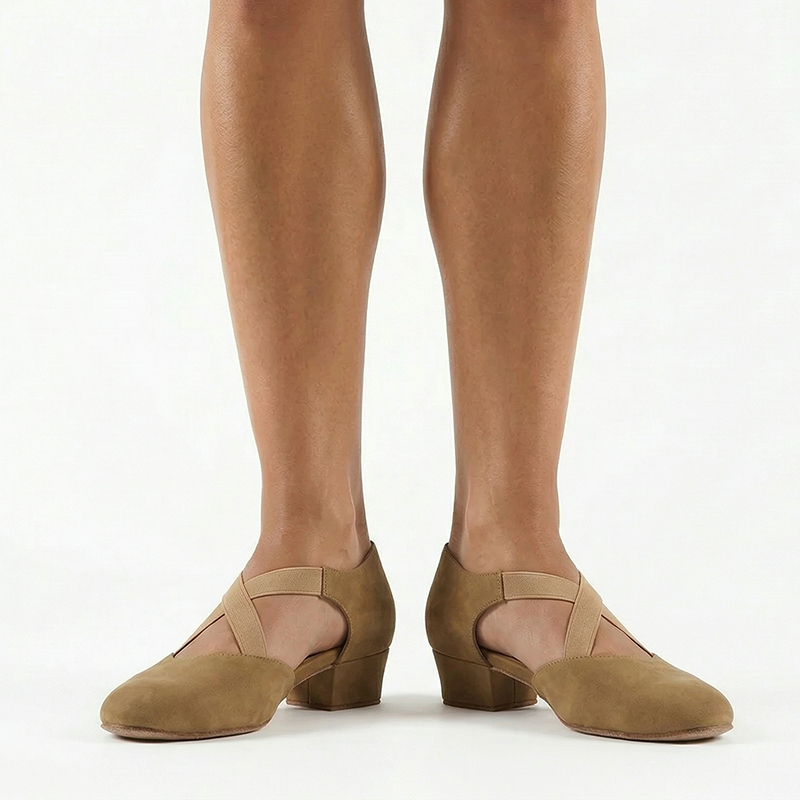 Women's Apricot Suede 3.5cm Heels Ballroom Swing Dance Shoes
