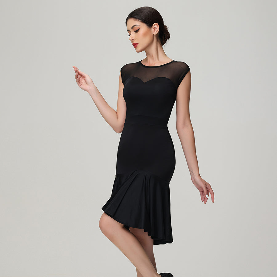 Customisable-Women's Black Sleeveless Dance Wear Dance Dress Performance Wear