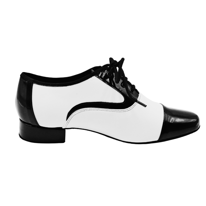 Men's 2cm Black and White Leatherette Heels Ballroom Dance Shoes