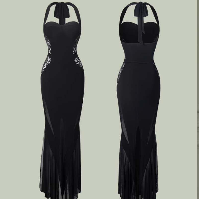 Z Women's Sleeveless Latin Dance Dress Dance Wear Training Performance Dress