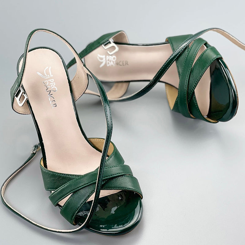 SHJ Women's Green Real Leather 7.5cm/9.5cm Heels Dance Shoes Tango Shoes