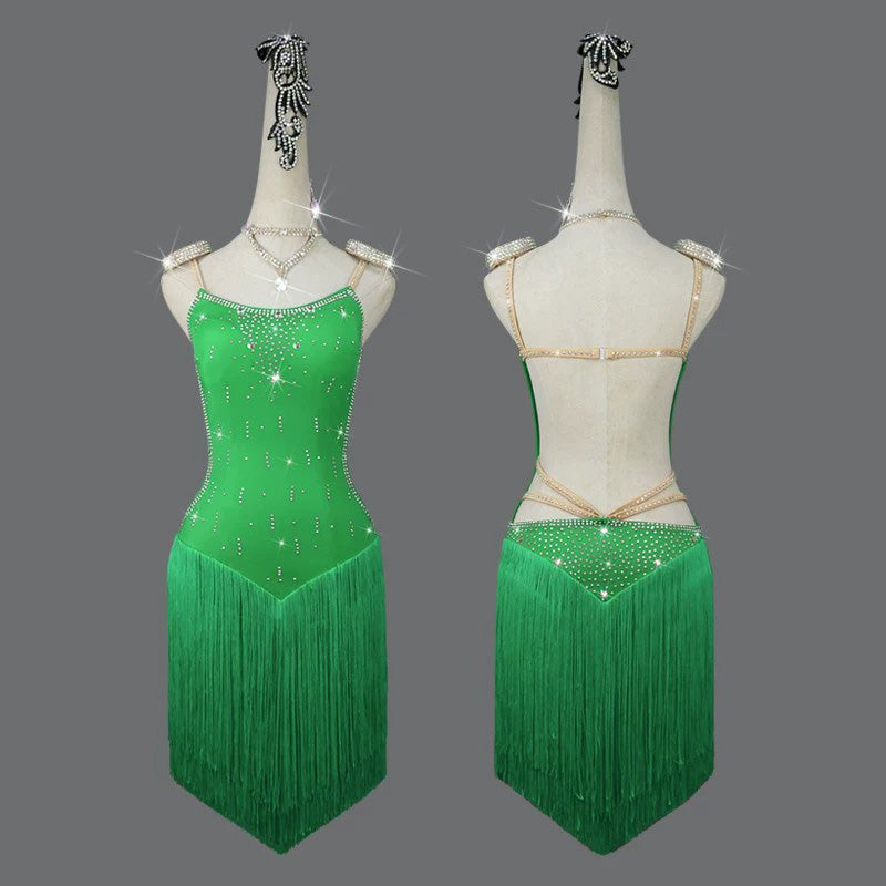 Customisable-Women's Tassel Latin Dance Dress Professional Dance Stage Performance Wear